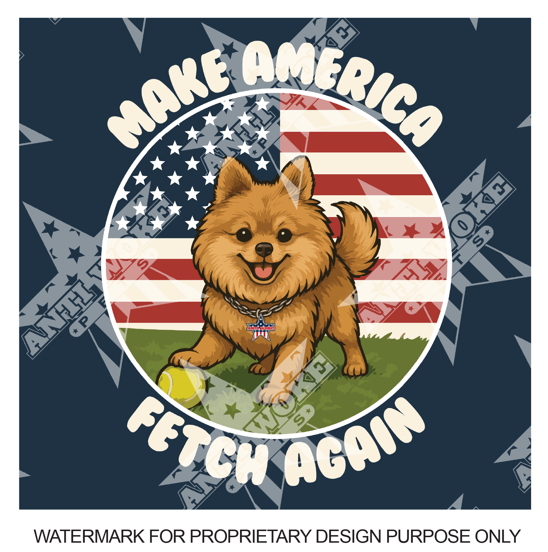 Pomeranian- Make America Fetch Again- Blue & Stars- Small Dog's Tank Top
